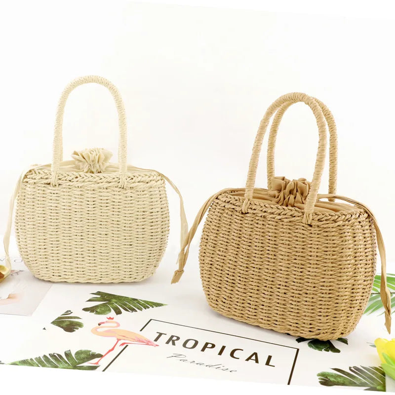 Straw Bags for Women Summer Rattan Bag Handmade Woven Beach Bag Bohemia Handbag Bolsos Fashion Rattan Basket Tote Purse
