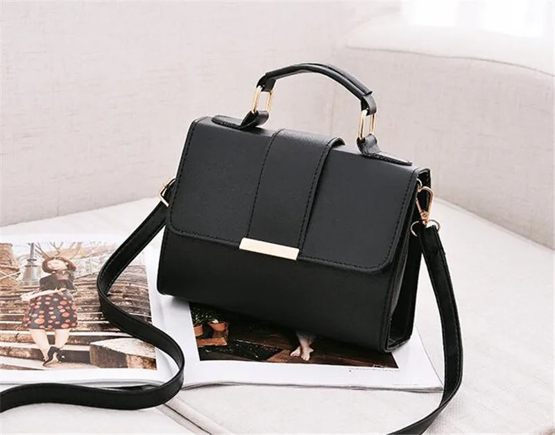 Hot Sale Flap Sling Shoulder Bags for Women Solid Color Crossbody Messenger Bag Purse Female Leather Handbag Pocket