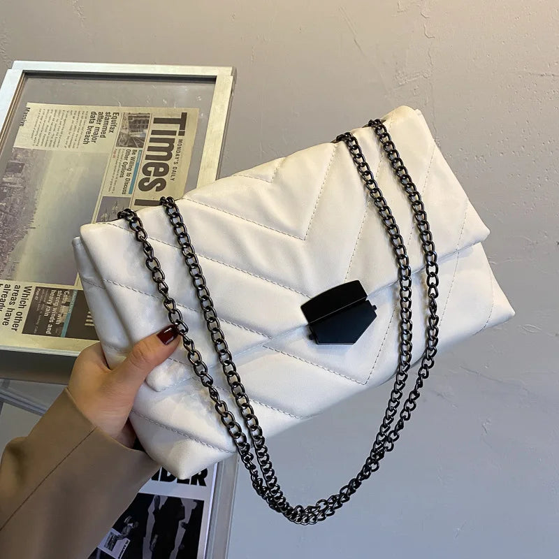 Luxury Chains Shoulder Bag Women PU Leather Armpit Bag Fashion Messenger Bag Small Flap Crossbody Bag Lady Shopping Pouch femme