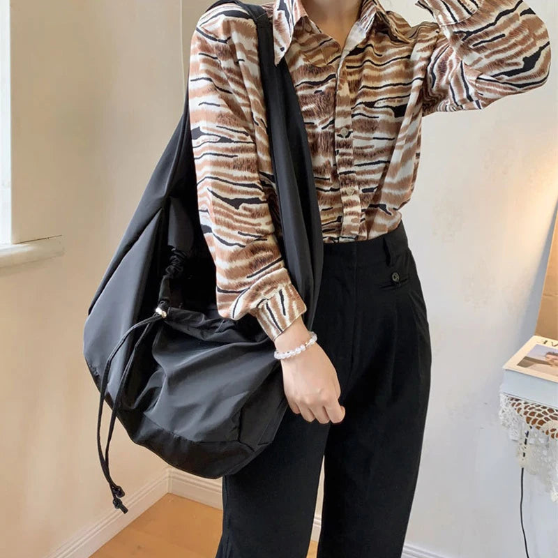 Women Bag New Nylon Bucket Fashion Solid Zipper SOFT Shoulder Bag Purses and Handbags Luxury Designer Black Tote Bag