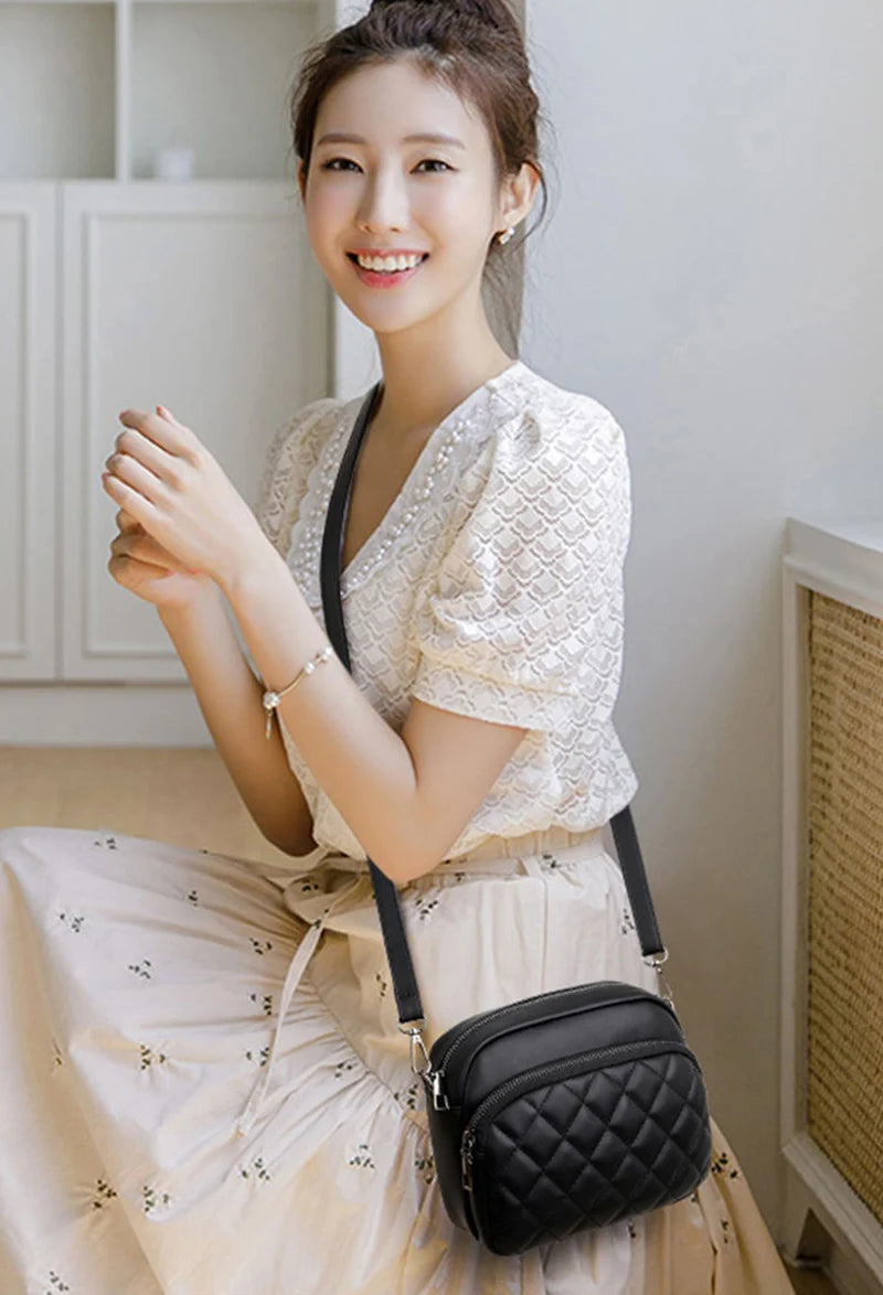 Simple Fashion Plaid Shoulder Bags For Women PU Leather Crossbody Messenger Bag Phone Purse Lady Small Handbag Clutch