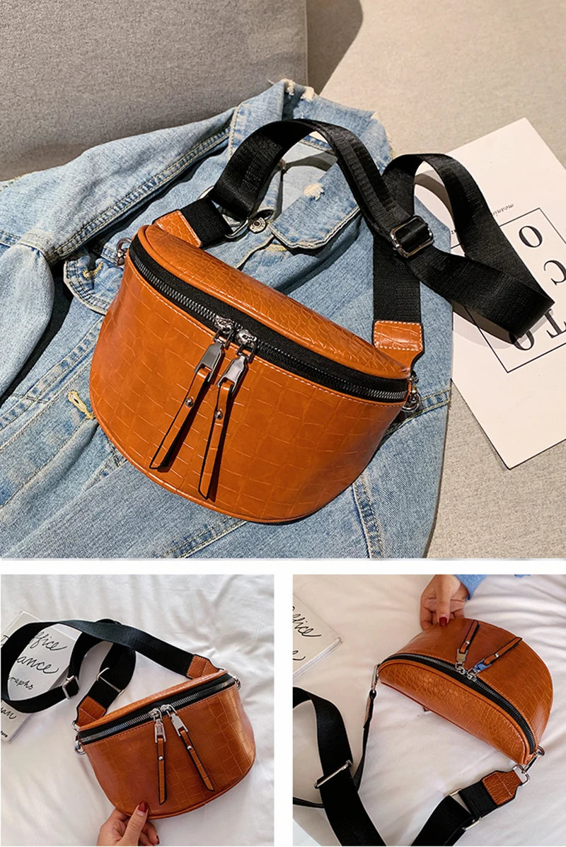 Luxury Designer Saddle Women's Chest Bag High Quality Crossbody Bags Female Fashion Chain Handbag Hobos Bag Banana Belt Purse