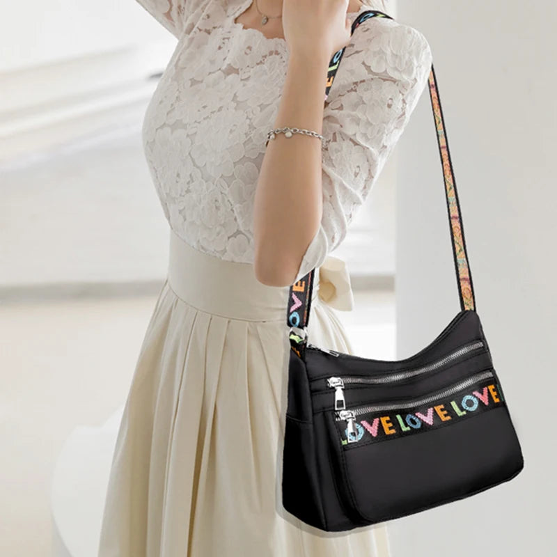 Women's Crossbody Bag Waterproof Nylon Oxford Shoulder Messenger Bags Casual Large Capacity Handbag Ladies Travel Shopping Tote