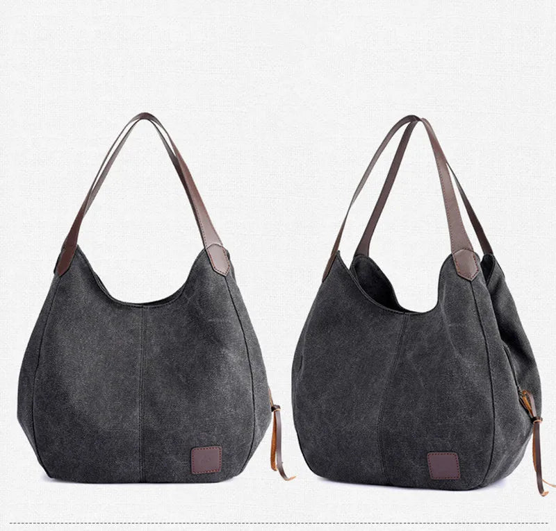 Large Capacity Canvas Shoulder Bag Casual Top-Handle Bag Daily Use Handbag Lady Shopping Totes Travel Bag