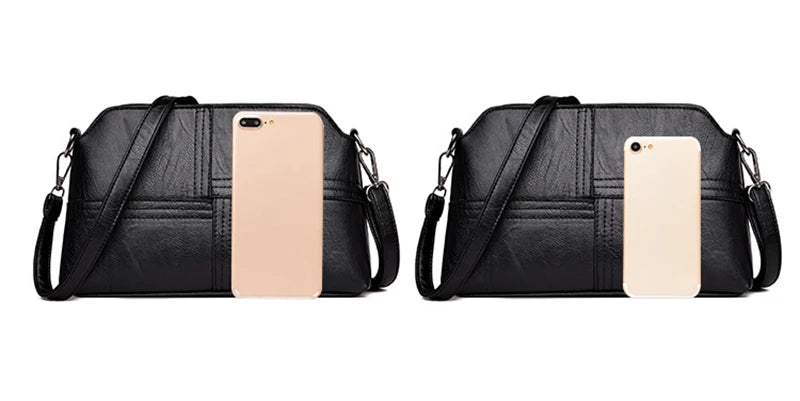 New Casual mama Messenger Bags Crossbody PU Leather Black Handbags for Women Small Shoulder Bag Purse