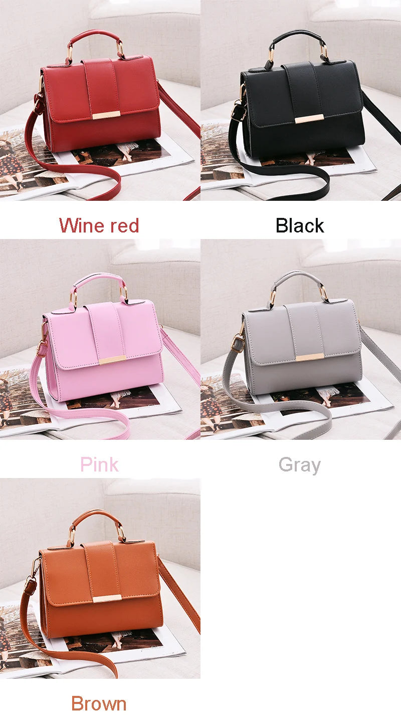 Hot Sale Flap Sling Shoulder Bags for Women Solid Color Crossbody Messenger Bag Purse Female Leather Handbag Pocket
