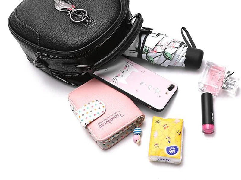 New Fashion Small Women Handbags PU Leather Shoulder Bag Female Cute Crossbody Purse Messenger Bag Pack