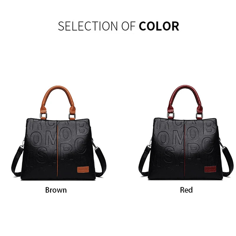 Fashion Letter Handle Bag Women PU Leather Shoulder Bag Large Capacity Handbag Designer Brands Crossbody Bag Lady Purse Femme
