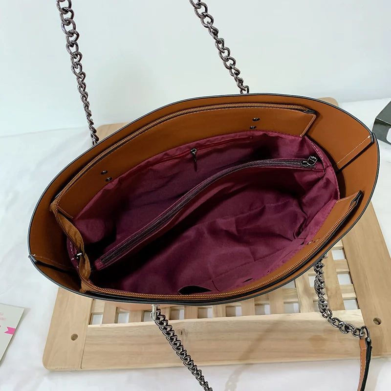 Luxury Designer PU Leather Shoulder Bags For Women Chain Large Capacity Handbags Travel Hand Bag Female Big Tote Bags Bolso