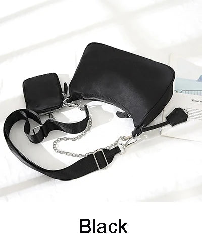 New Arrival Hobo Shoulder Bags for Women Simple Style Black Nylon Crossbody Messenger Bags Purse Female Underarm Handbag