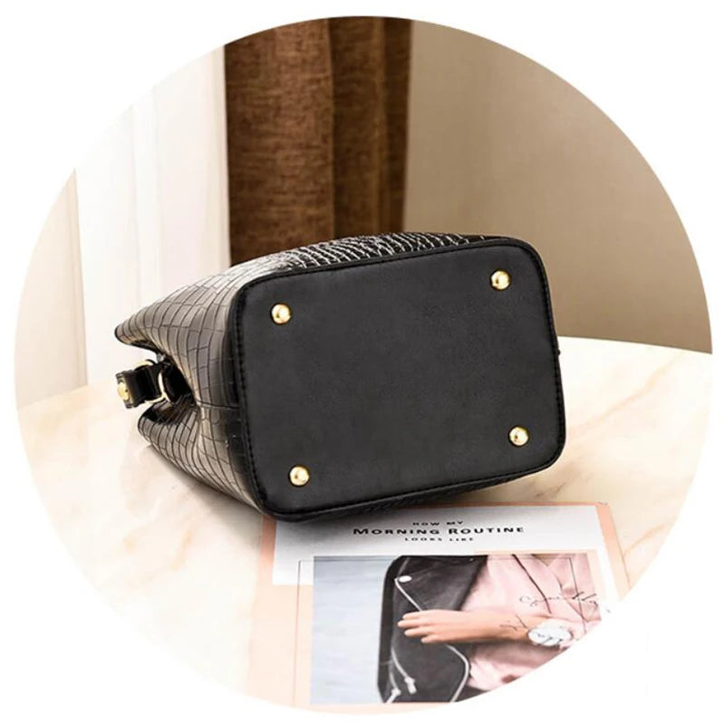 Crocodile Pattern Bucket Shoulder Bag For Women Fashion Brands Female Handbag Large Capacity Lady Crossbody Bag Handbag Purse