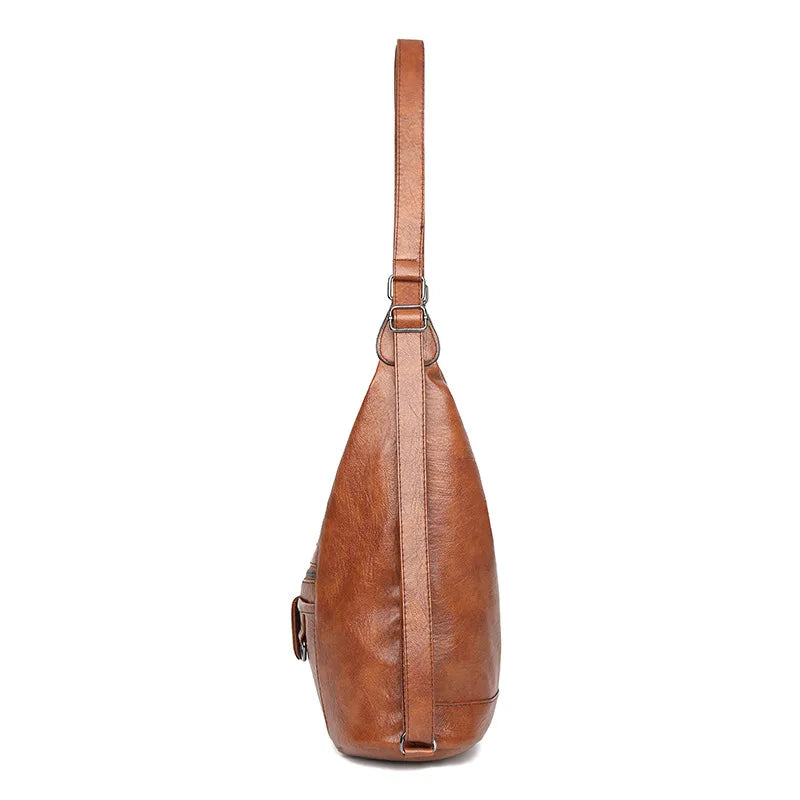 Casual PU Leather Tote Bags for Women Large Capacity Hobo Handbags Retro Patchwork Shoulder Bag Female Crossbody Shopper Bag