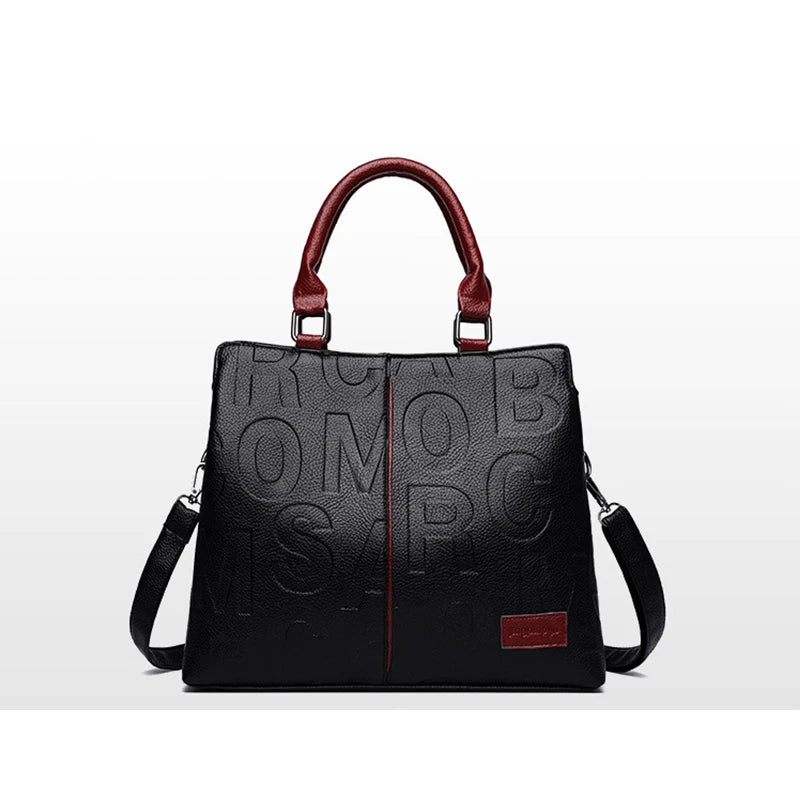 Fashion Letter Handle Bag Women PU Leather Shoulder Bag Large Capacity Handbag Designer Brands Crossbody Bag Lady Purse Femme