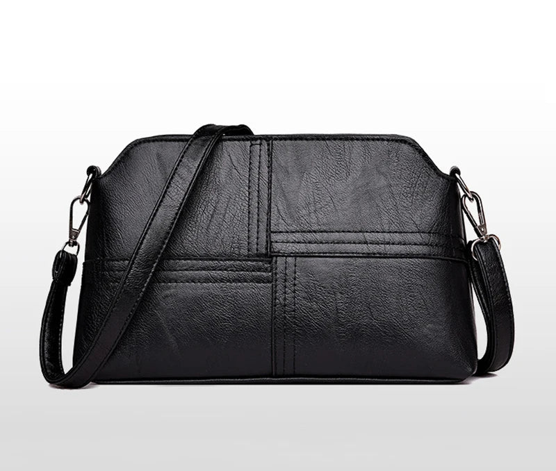New Casual mama Messenger Bags Crossbody PU Leather Black Handbags for Women Small Shoulder Bag Purse