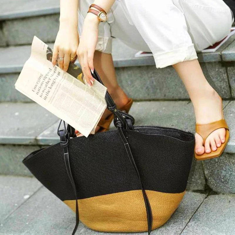 Lady Summer Beach Straw Basket Bags Casual Rattan Large Capacity Totes Women Brands Designer Handbags Wicker Woven Shoulder Bags