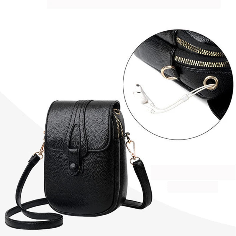 Simple Design PU Leather Crossbody Shoulder Bags for Women Spring Retro Branded Handbags and Purses Ladies Mobile Phone sac