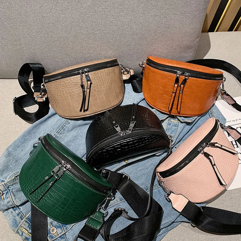 Luxury Designer Saddle Women's Chest Bag High Quality Crossbody Bags Female Fashion Chain Handbag Hobos Bag Banana Belt Purse