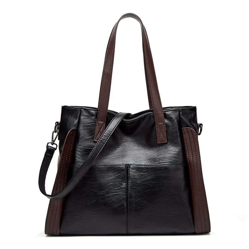 Soft Leather Women's Totes Bags High Capacity Shouldr Bag Luxury Middle-aged Lady Top-handle Bag Casual Armpit Bag Travel Pack