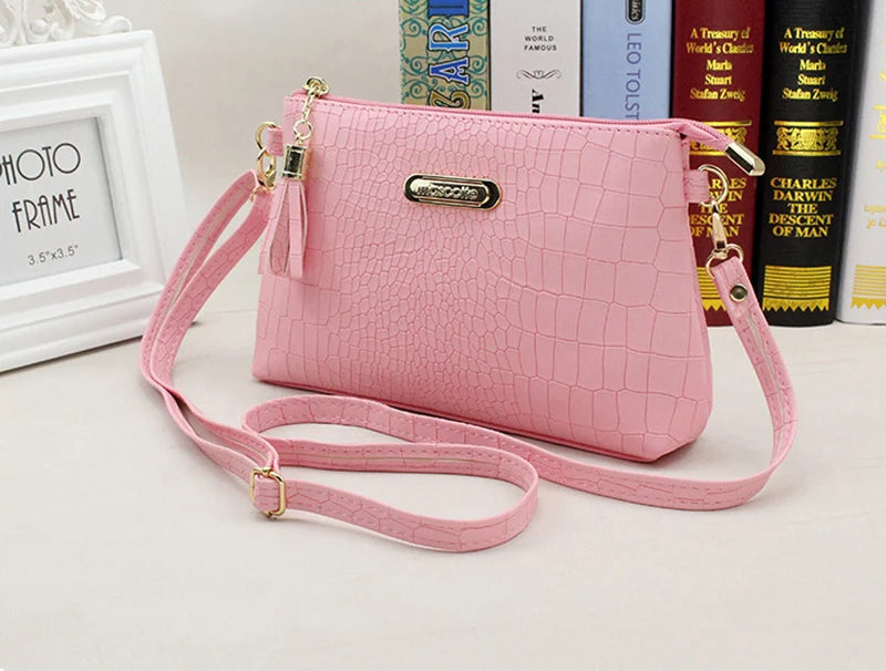 Fashion Alligator Pattern Shoulder Messenger Bags for Women PU Leather Handbag Small Phone Purse Crossbody Pack