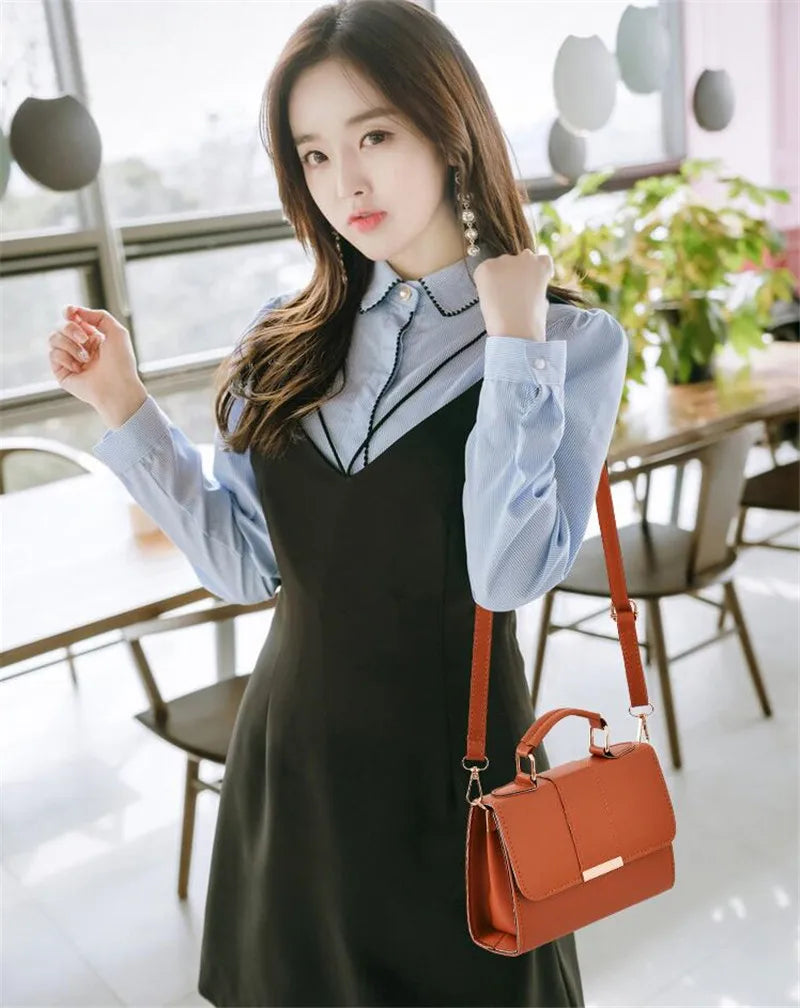 Hot Sale Flap Sling Shoulder Bags for Women Solid Color Crossbody Messenger Bag Purse Female Leather Handbag Pocket