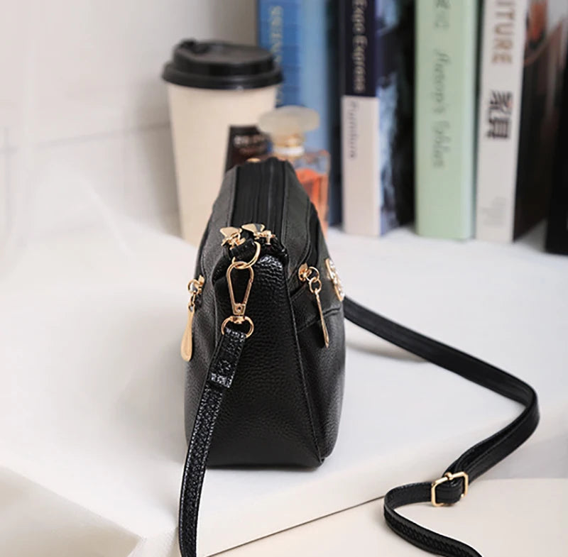 Small Fashion Shoulder Bags for Women Soft Leather mama Handbags Crossbody Messenger Bag Purse Solid Color Clutch