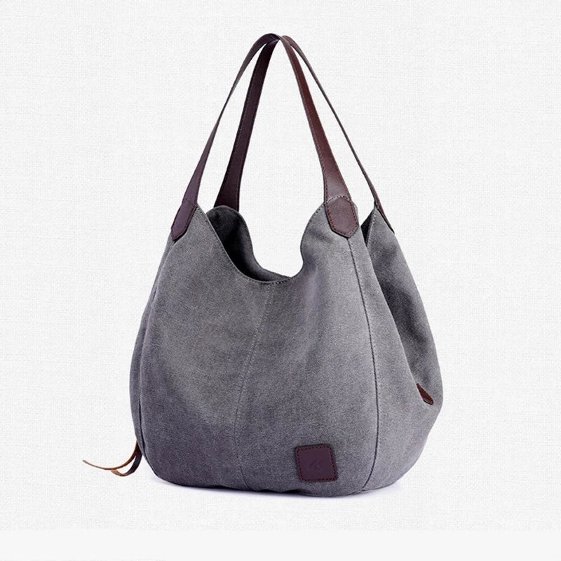 Large Capacity Canvas Shoulder Bag Casual Top-Handle Bag Daily Use Handbag Lady Shopping Totes Travel Bag