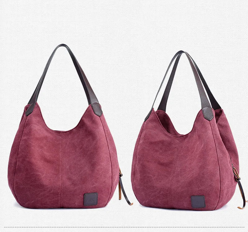 Large Capacity Canvas Shoulder Bag Casual Top-Handle Bag Daily Use Handbag Lady Shopping Totes Travel Bag