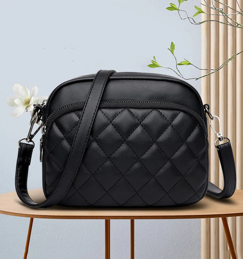 Simple Fashion Plaid Shoulder Bags For Women PU Leather Crossbody Messenger Bag Phone Purse Lady Small Handbag Clutch