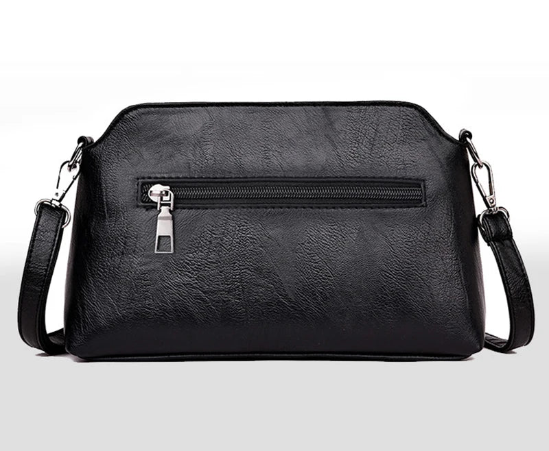 New Casual mama Messenger Bags Crossbody PU Leather Black Handbags for Women Small Shoulder Bag Purse