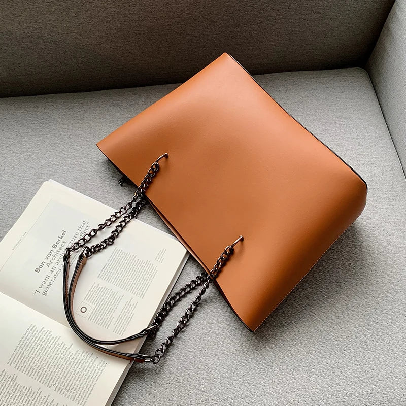 Luxury Designer PU Leather Shoulder Bags For Women Chain Large Capacity Handbags Travel Hand Bag Female Big Tote Bags Bolso