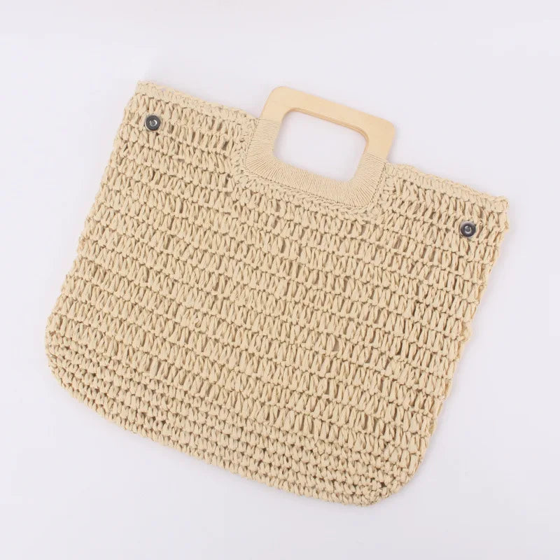 Handbag Vintage Bohemian Straw Bag for Women Summer Large Capacity Beach Handbag Rattan Handmade Kintted Travel Bags Bolsas