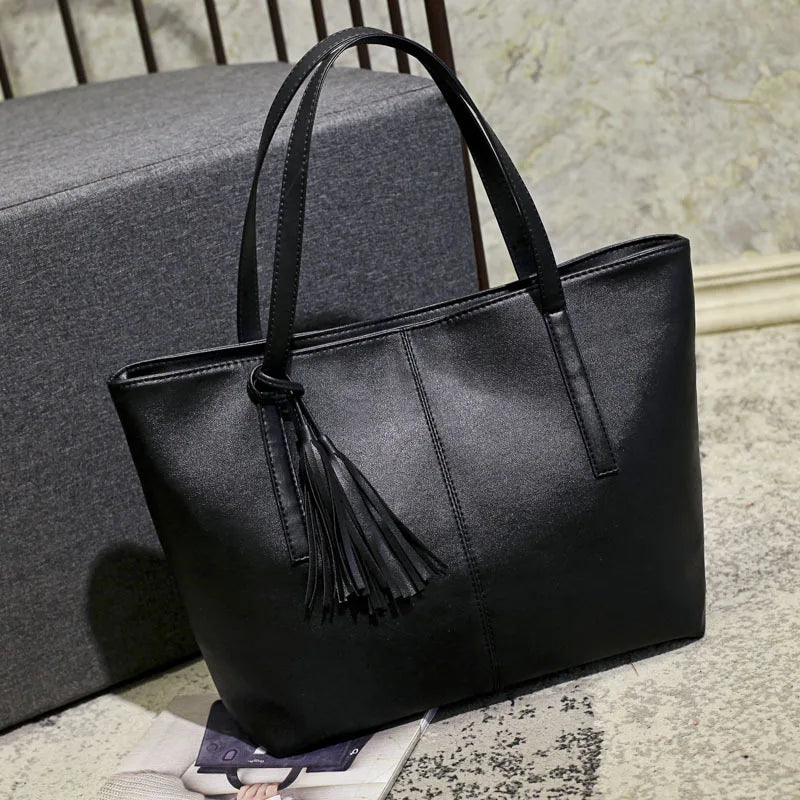 Ladies Large Capacity Handbags Women Retro Tassel Design Tote Luxury Brand PU Leather Shoulder Bag Female Top Handle Sac A Main