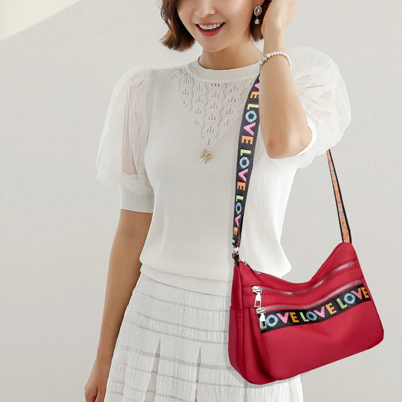 Women's Crossbody Bag Waterproof Nylon Oxford Shoulder Messenger Bags Casual Large Capacity Handbag Ladies Travel Shopping Tote
