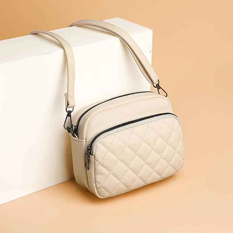 Simple Fashion Plaid Shoulder Bags For Women PU Leather Crossbody Messenger Bag Phone Purse Lady Small Handbag Clutch