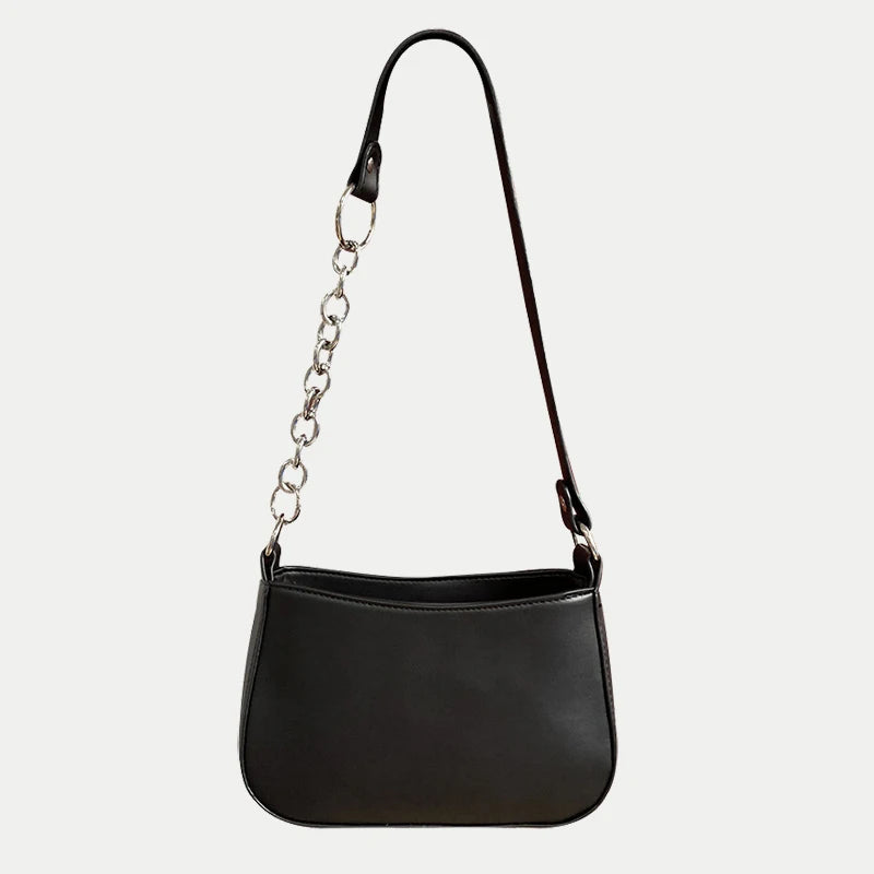 Simple Style Hot Shoulder Bag Women Black Handbag PU Leather Armpit Messenger Bags Purse  New Fashion