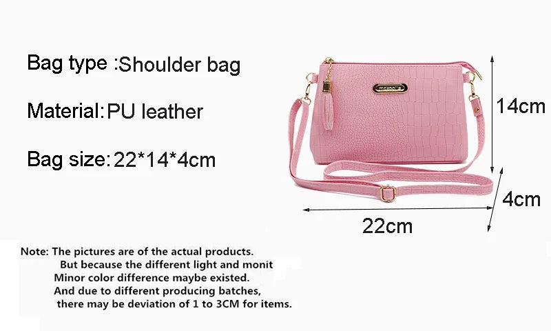 Fashion Alligator Pattern Shoulder Messenger Bags for Women PU Leather Handbag Small Phone Purse Crossbody Pack