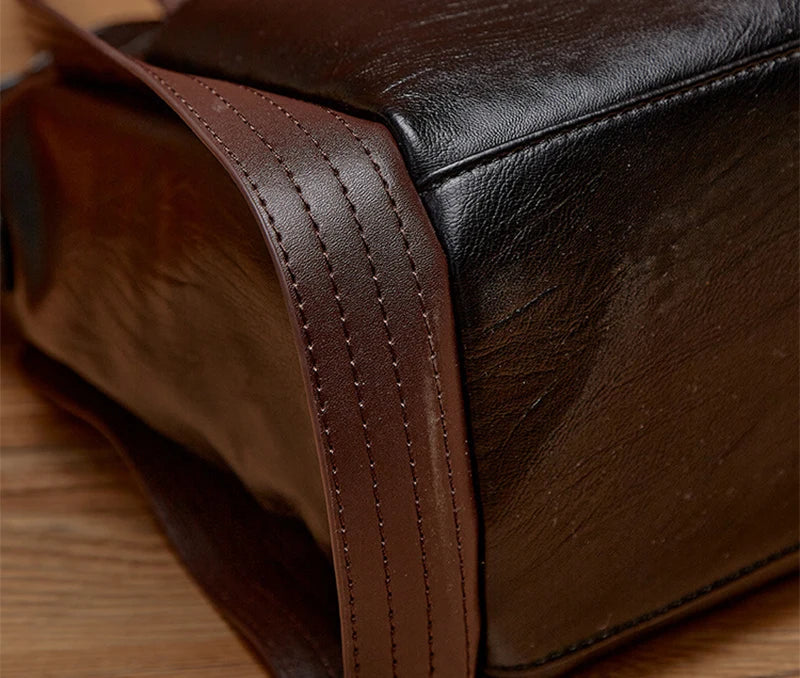 Soft Leather Women's Totes Bags High Capacity Shouldr Bag Luxury Middle-aged Lady Top-handle Bag Casual Armpit Bag Travel Pack