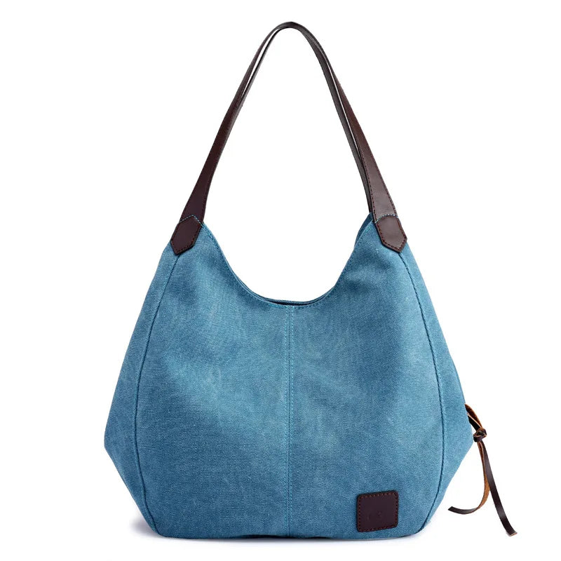 Large Capacity Canvas Shoulder Bag Casual Top-Handle Bag Daily Use Handbag Lady Shopping Totes Travel Bag