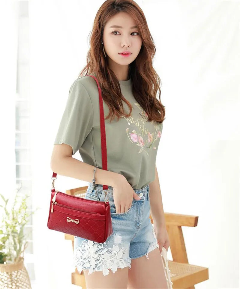 Women Bowknot Leather Small Handbags Female Shoulder Crossbody Bag High Quality Ladies Messenger Purse Tote