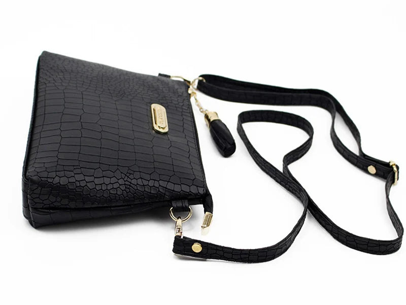Fashion Alligator Pattern Shoulder Messenger Bags for Women PU Leather Handbag Small Phone Purse Crossbody Pack