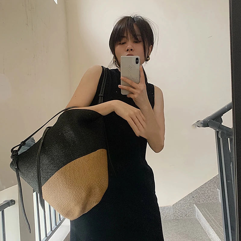 Lady Summer Beach Straw Basket Bags Casual Rattan Large Capacity Totes Women Brands Designer Handbags Wicker Woven Shoulder Bags