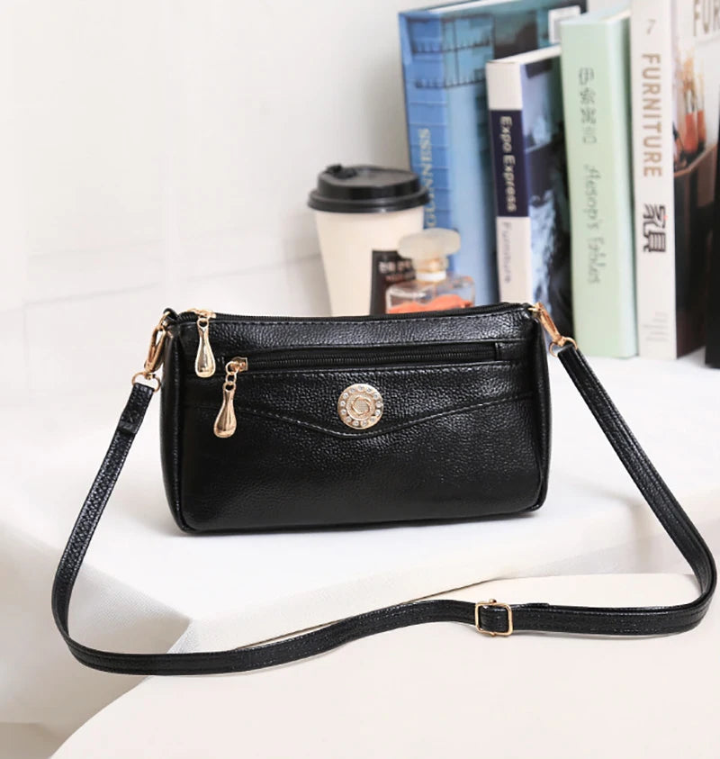 Small Fashion Shoulder Bags for Women Soft Leather mama Handbags Crossbody Messenger Bag Purse Solid Color Clutch