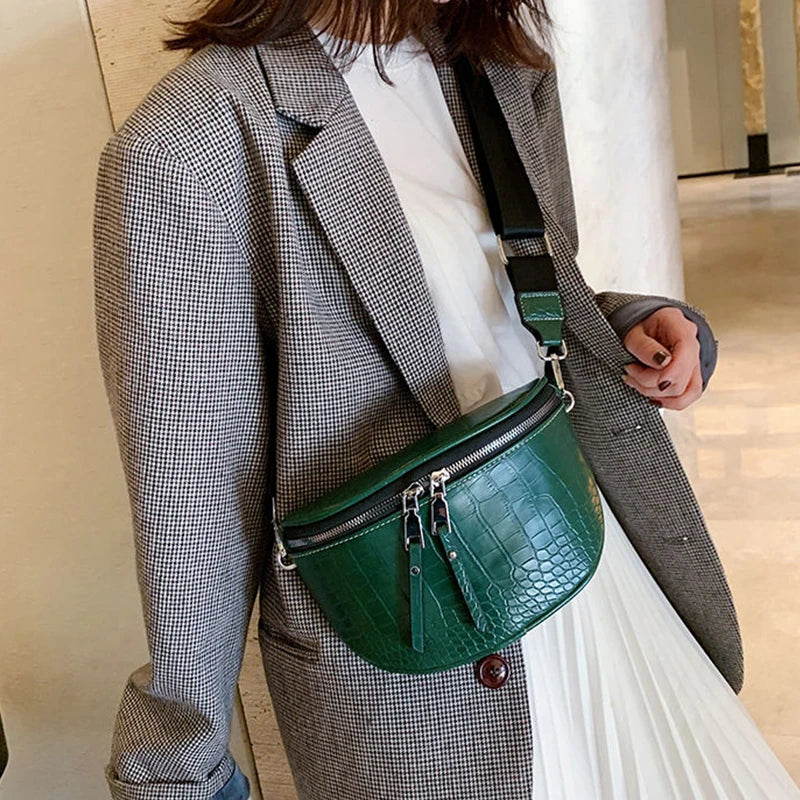 Luxury Designer Saddle Women's Chest Bag High Quality Crossbody Bags Female Fashion Chain Handbag Hobos Bag Banana Belt Purse