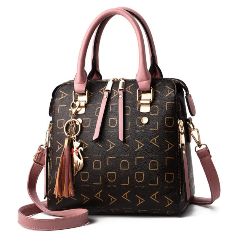 New Tassel Designers Fashion Women PU Leather Bag Large Capacity Shoulder Bags Casual Tote Simple Top-handle HandBags