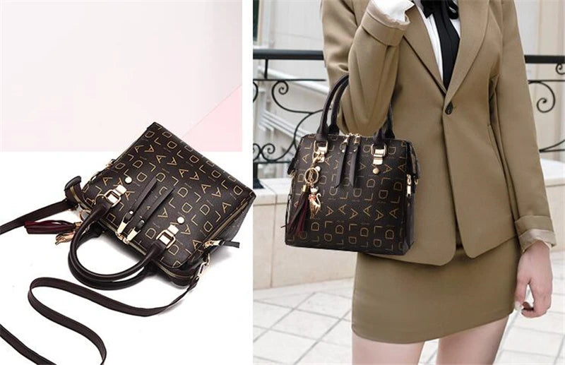 New Tassel Designers Fashion Women PU Leather Bag Large Capacity Shoulder Bags Casual Tote Simple Top-handle HandBags