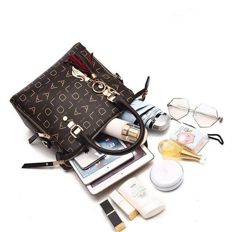 New Tassel Designers Fashion Women PU Leather Bag Large Capacity Shoulder Bags Casual Tote Simple Top-handle HandBags