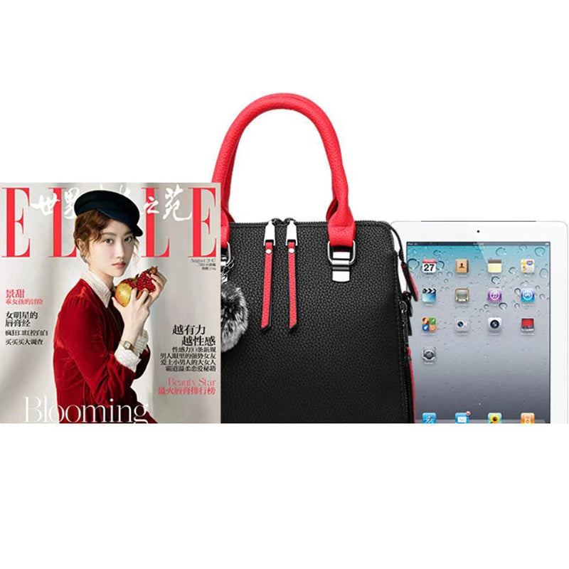 PU Leather Women Messenger Bag Fur Ball Crossbody Flap Bag Female  Shoulder Bag Solid Color Handbags