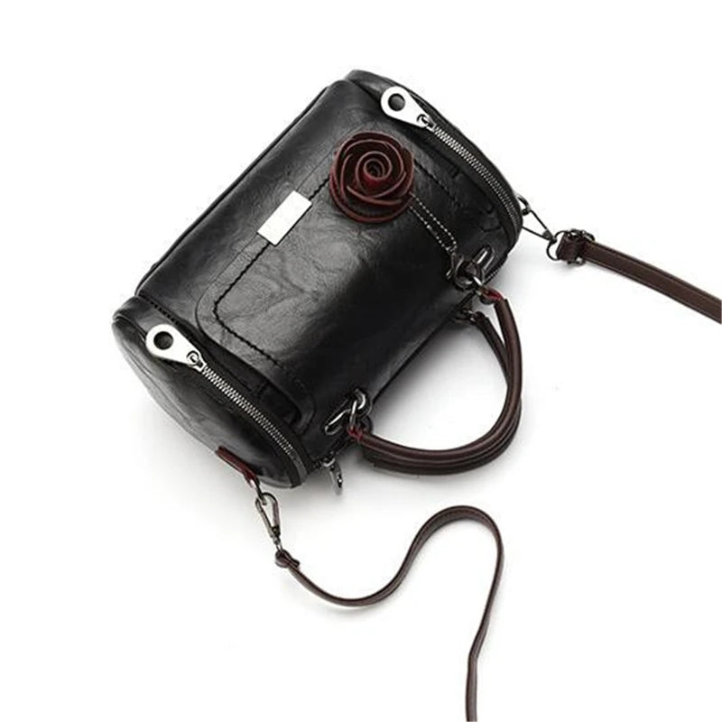 Fashion Women Shoulder Bag with Flower Pendant Ladies Totes Party Purse Boston Handbag Casual Female Messenger Crossbody Bags