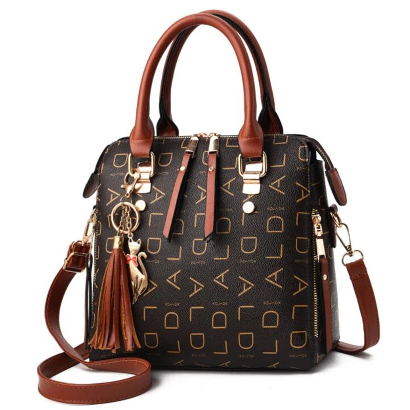 New Tassel Designers Fashion Women PU Leather Bag Large Capacity Shoulder Bags Casual Tote Simple Top-handle HandBags