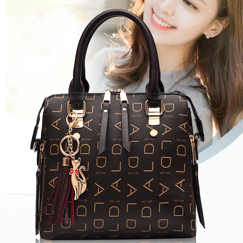New Tassel Designers Fashion Women PU Leather Bag Large Capacity Shoulder Bags Casual Tote Simple Top-handle HandBags